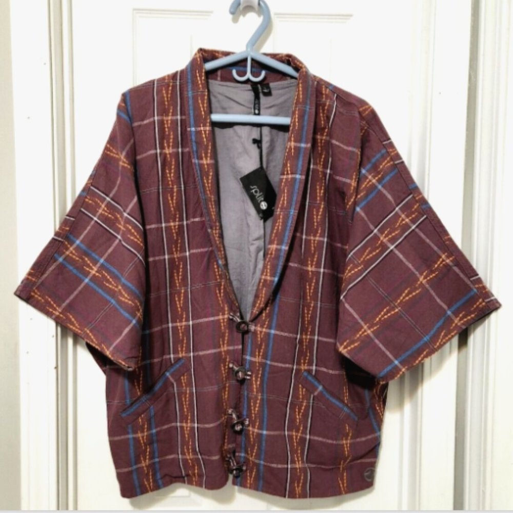 SPLIT CLOTHING Plaid Short Sleeve Soda Blazer JACKET Buttons NWD